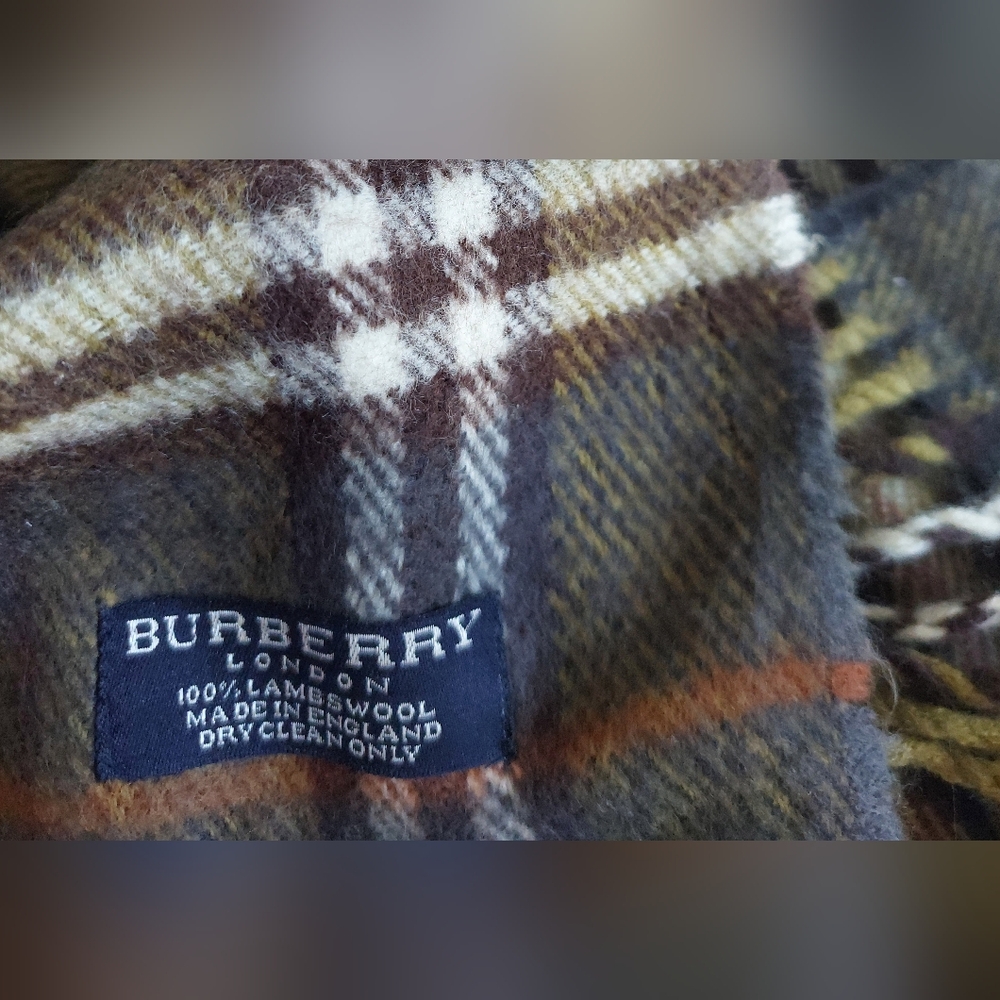 Hunter Green PLAID Burberry Scarf Lambs Wool Checkered Nova COA Included - Picture 3 of 5